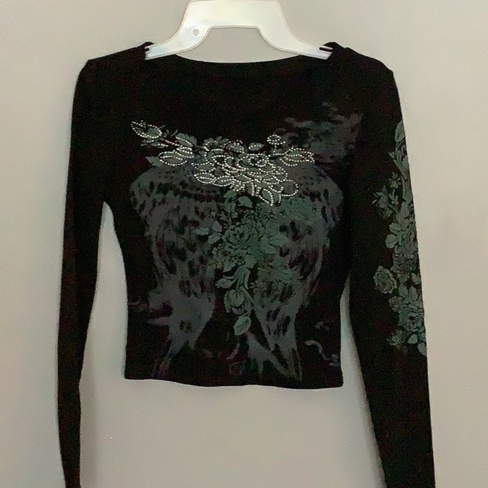 Black sequined crop top